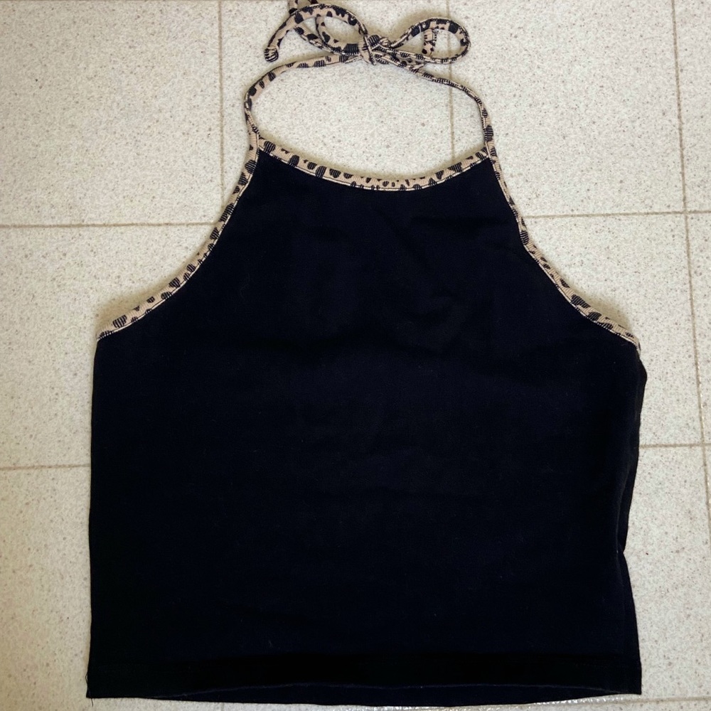 Brandy Melville Black Cropped Halter Top